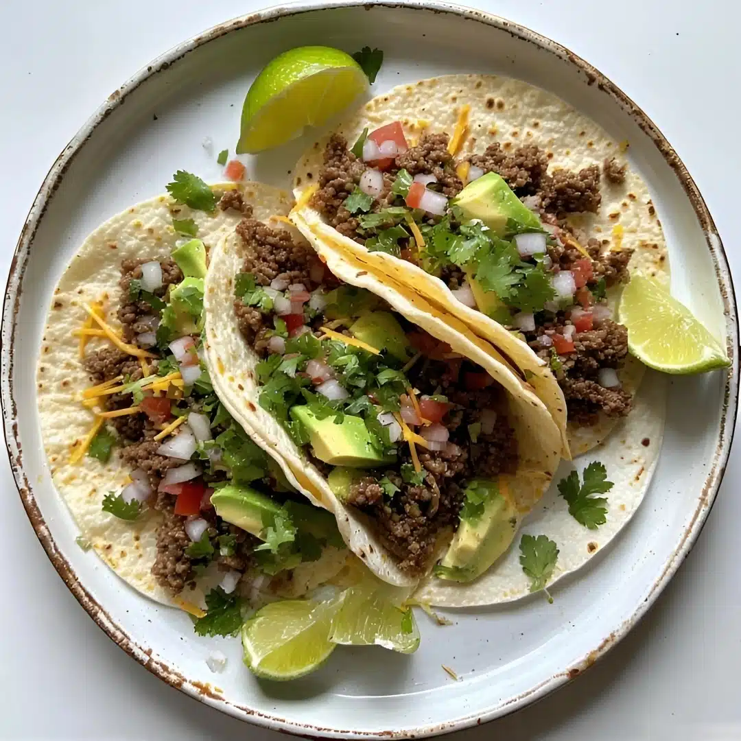 Ground Beef Tacos with Corn Tortillas | Easy, Authentic Recipe 8 ground beef tacos with corn tortillas served with toppings