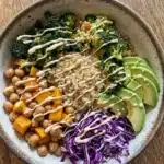 20-Minute Weeknight Gluten Free Dinner Recipes 5 Colorful chickpea and veggie Buddha bowl with tahini sauce