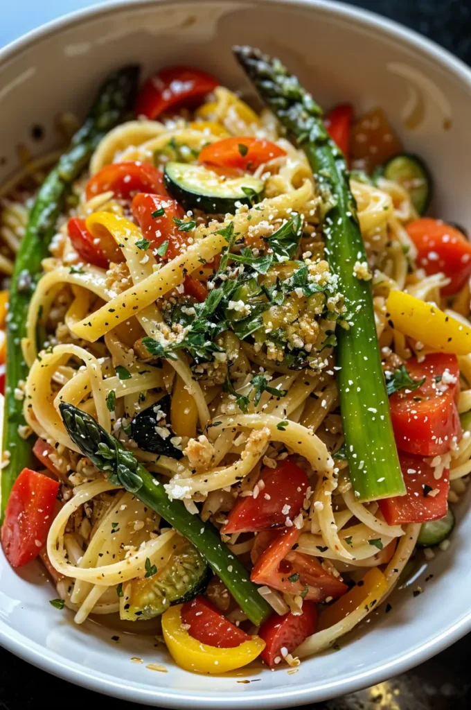 Easy Gluten Free Pasta Primavera Recipe (Dairy-Free & Healthy) 4 Finished gluten free pasta primavera served