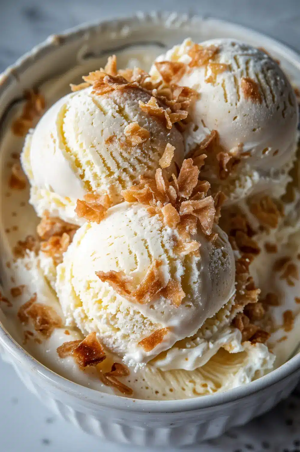 Creamy Coconut Milk Ice Cream – Dairy-Free, No-Churn Recipe 1 Creamy coconut milk ice cream scoops in a bowl.