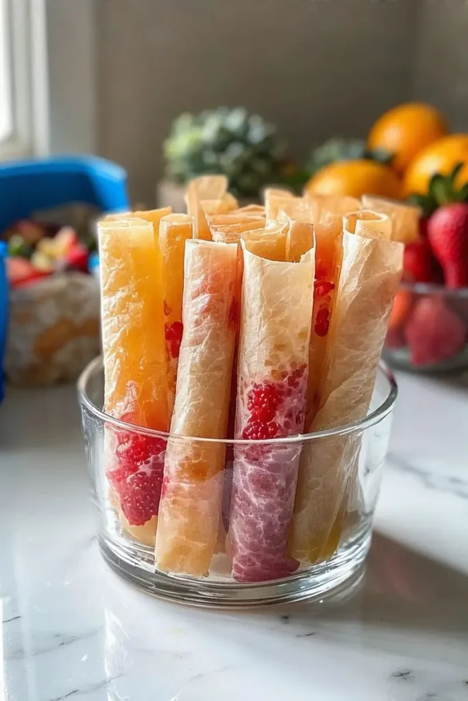Easy Nut-Free Dairy-Free Snacks (Kid-Approved + Allergy-Safe) 5 Served homemade fruit roll-ups in parchment rolls