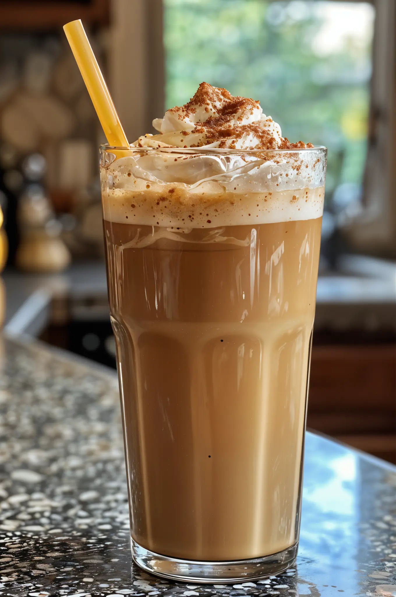 Skinny Proffee Coffee – High-Protein, Dairy-Free, and Budget-Friendly 4 Served iced skinny proffee coffee with straw.