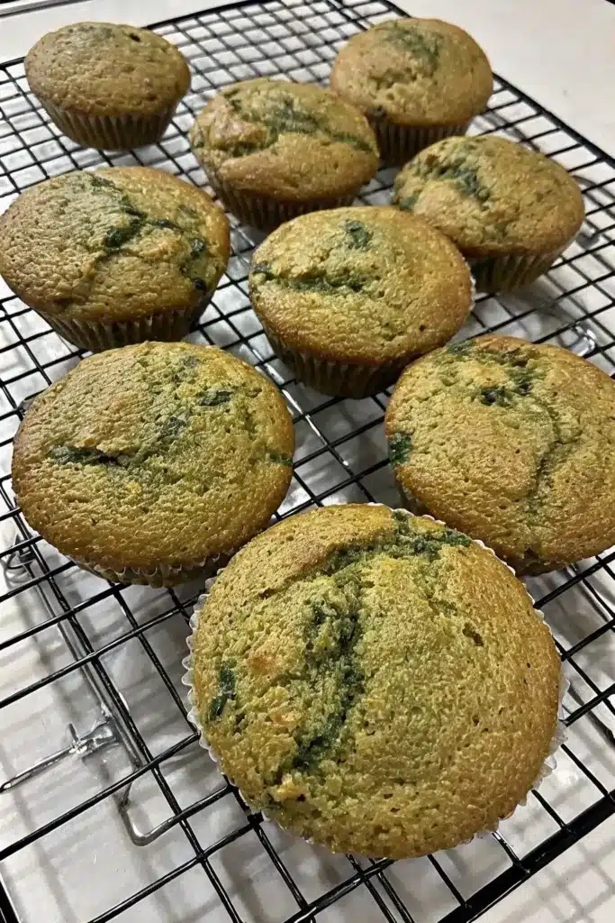 Spinach Banana Hulk Muffins: A Dairy-Free, Nut-Free Power Snack Kids Actually Eat 6 Finished spinach banana Hulk muffins on plate